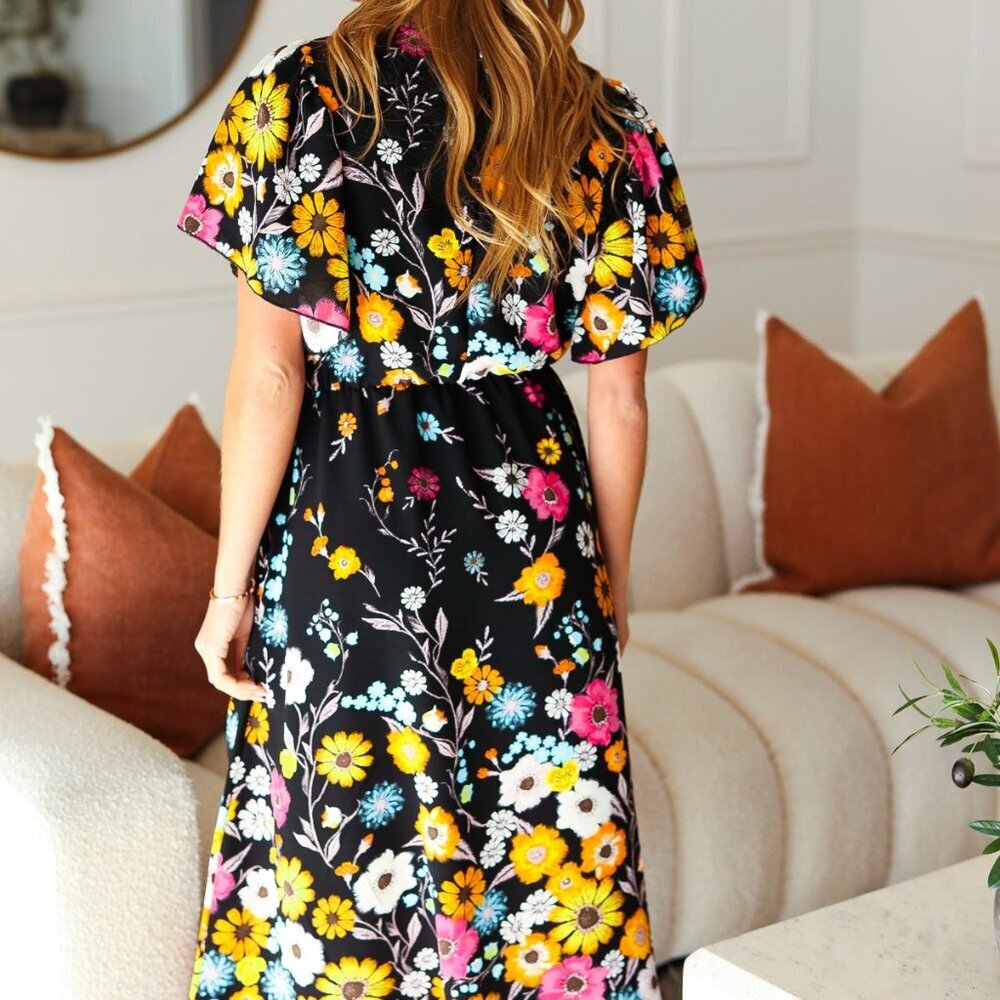 New Midi Floral Print Dress -Size Small - Picture 2 of 10